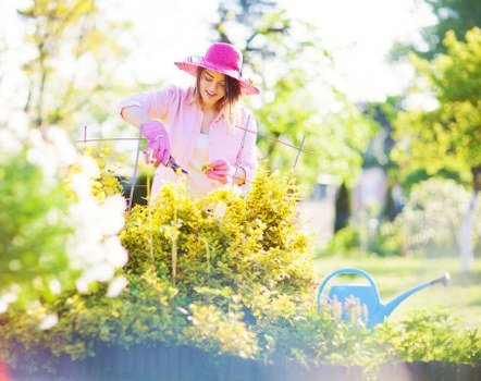 Garden clearance crew handling green waste in a terraced back garden